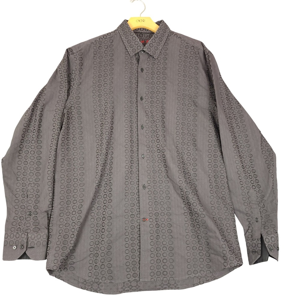 Visconti‎ Black Mens XL Long Sleeve Button Up Shirt Geometric Circles Pattern